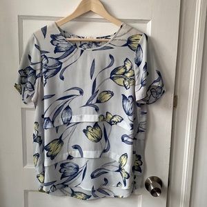 Pleione Floral Short Sleeve Blouse